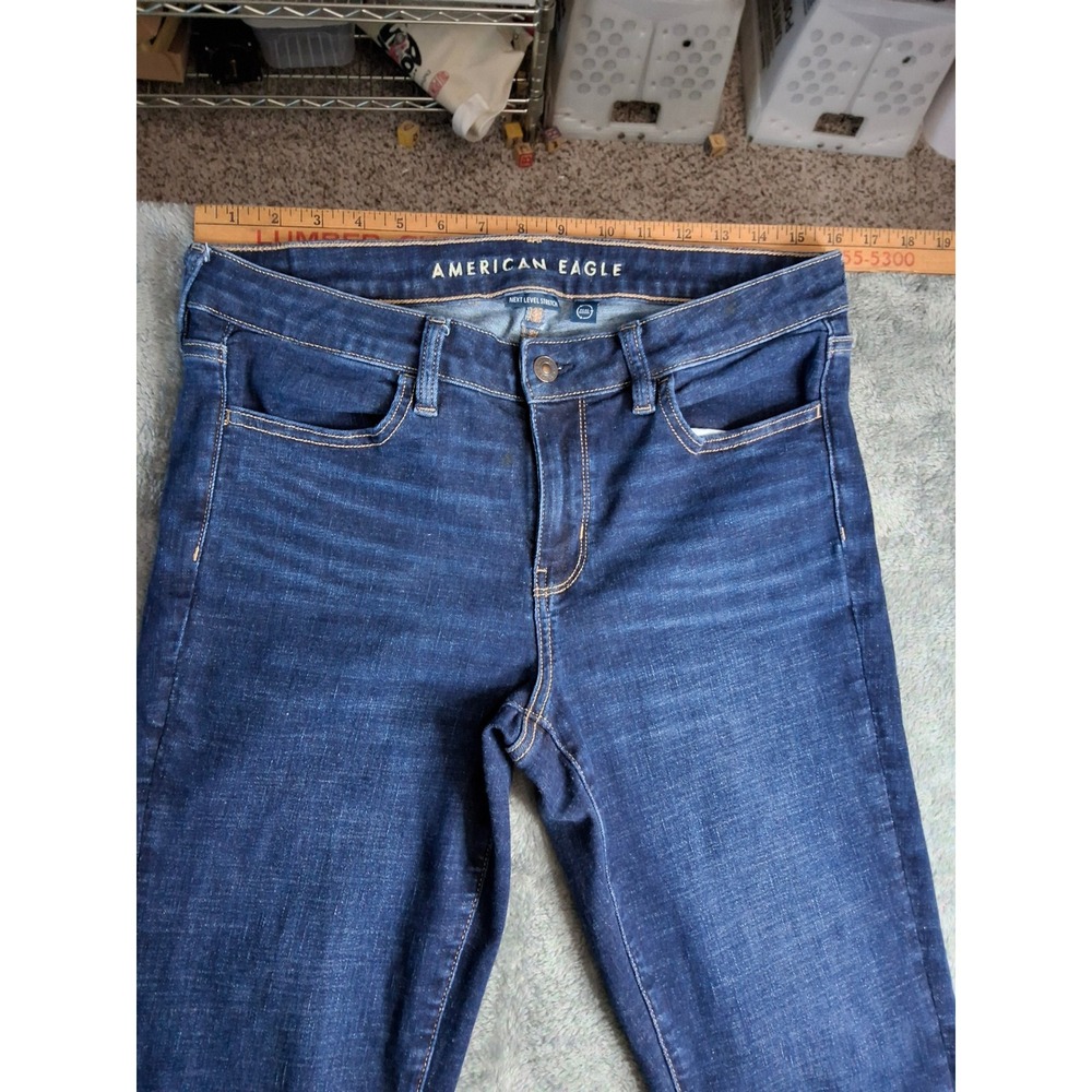 American Eagle Next Level Stretch Jegging Dark Wash Skinny Jeans Womens 10 Long - Picture 2 of 11